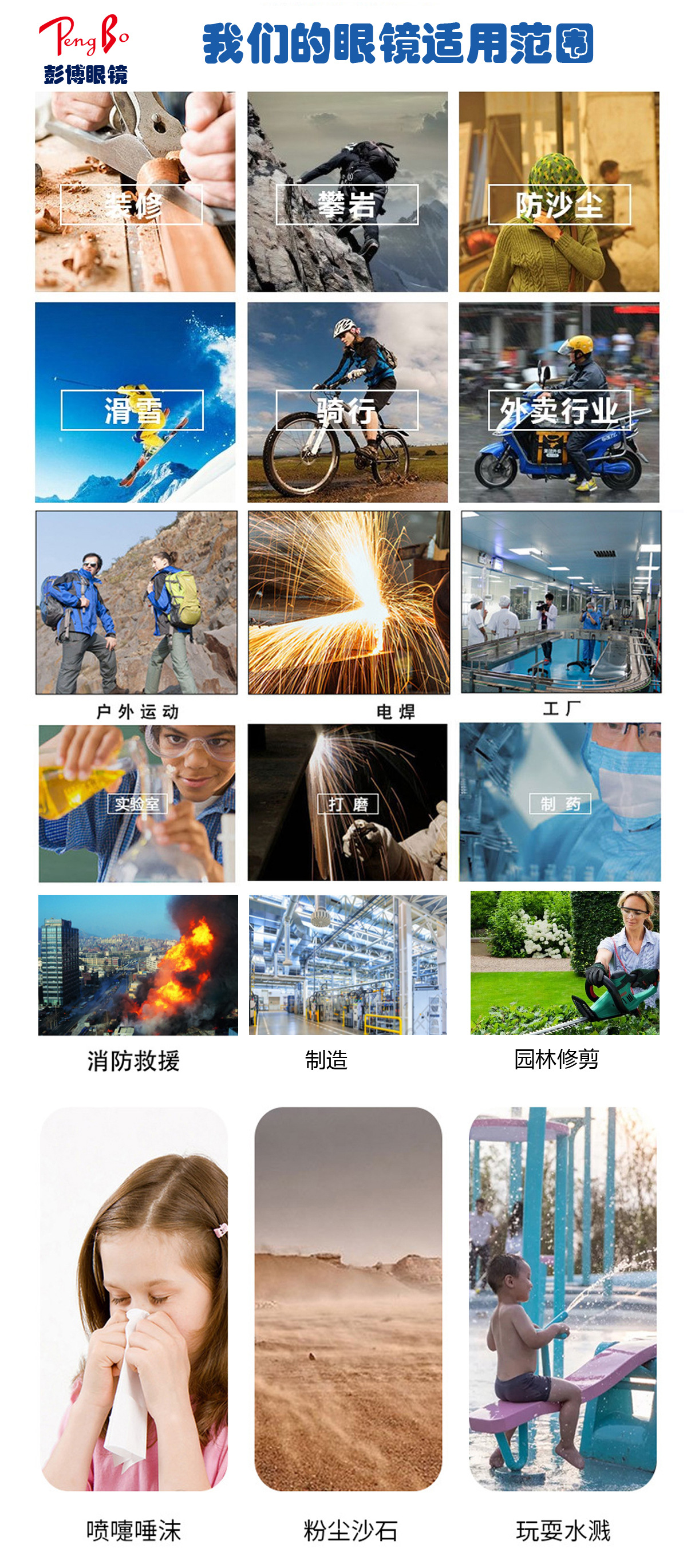 防护镜适用范围