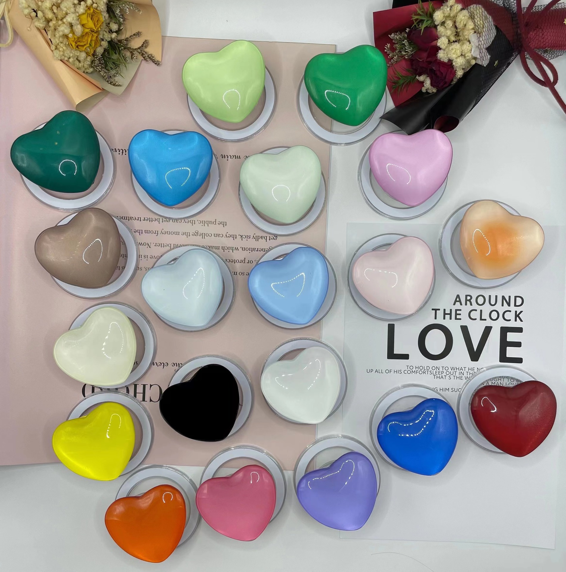 ins立体心形水晶支架 创意手机支架个性爱心可爱磁吸支架