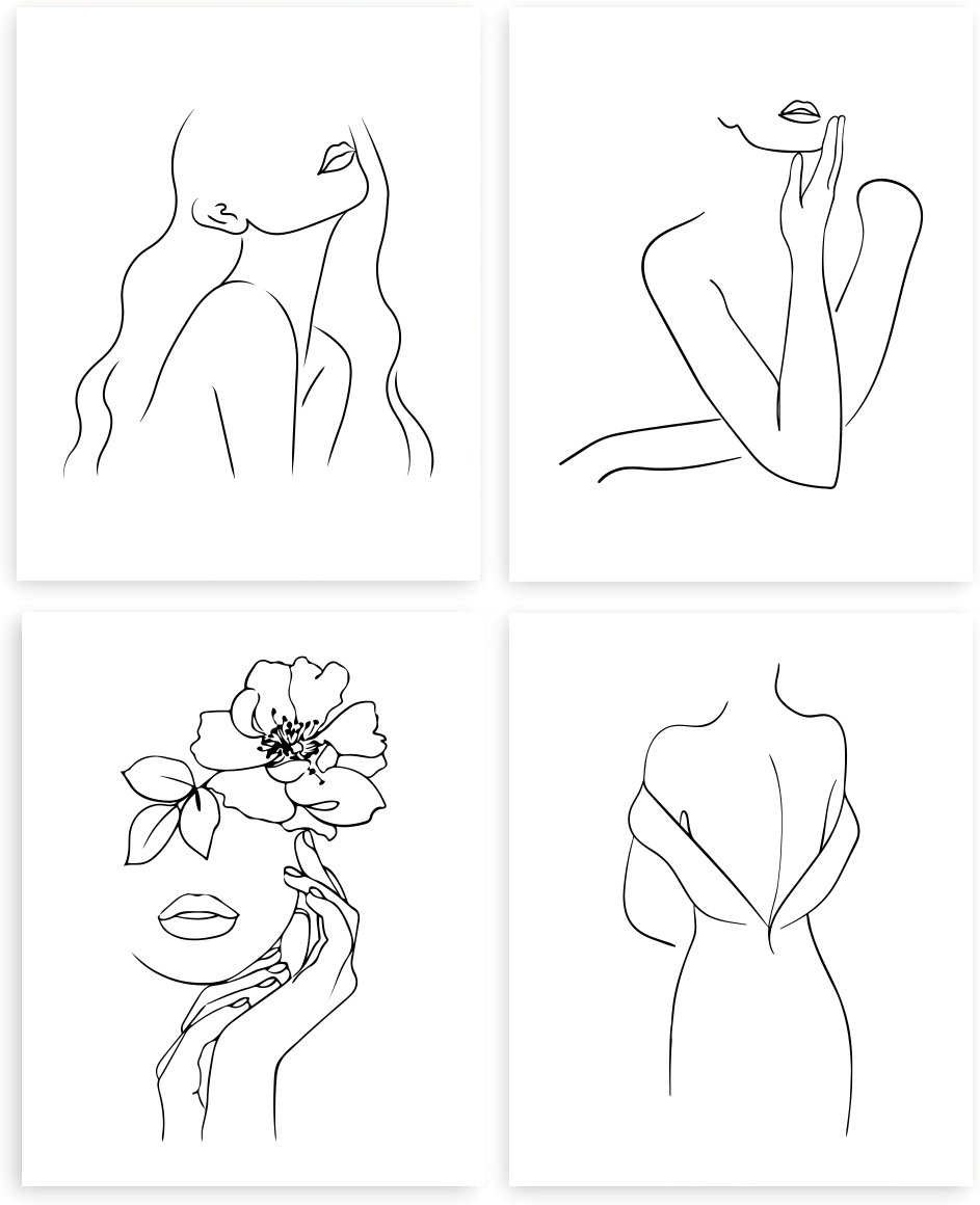 Minimalist Line Art Prints-4张一