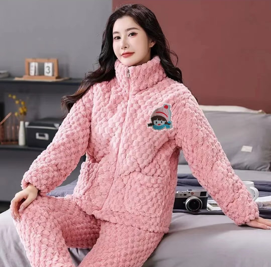 金龟绒拉链 藕粉