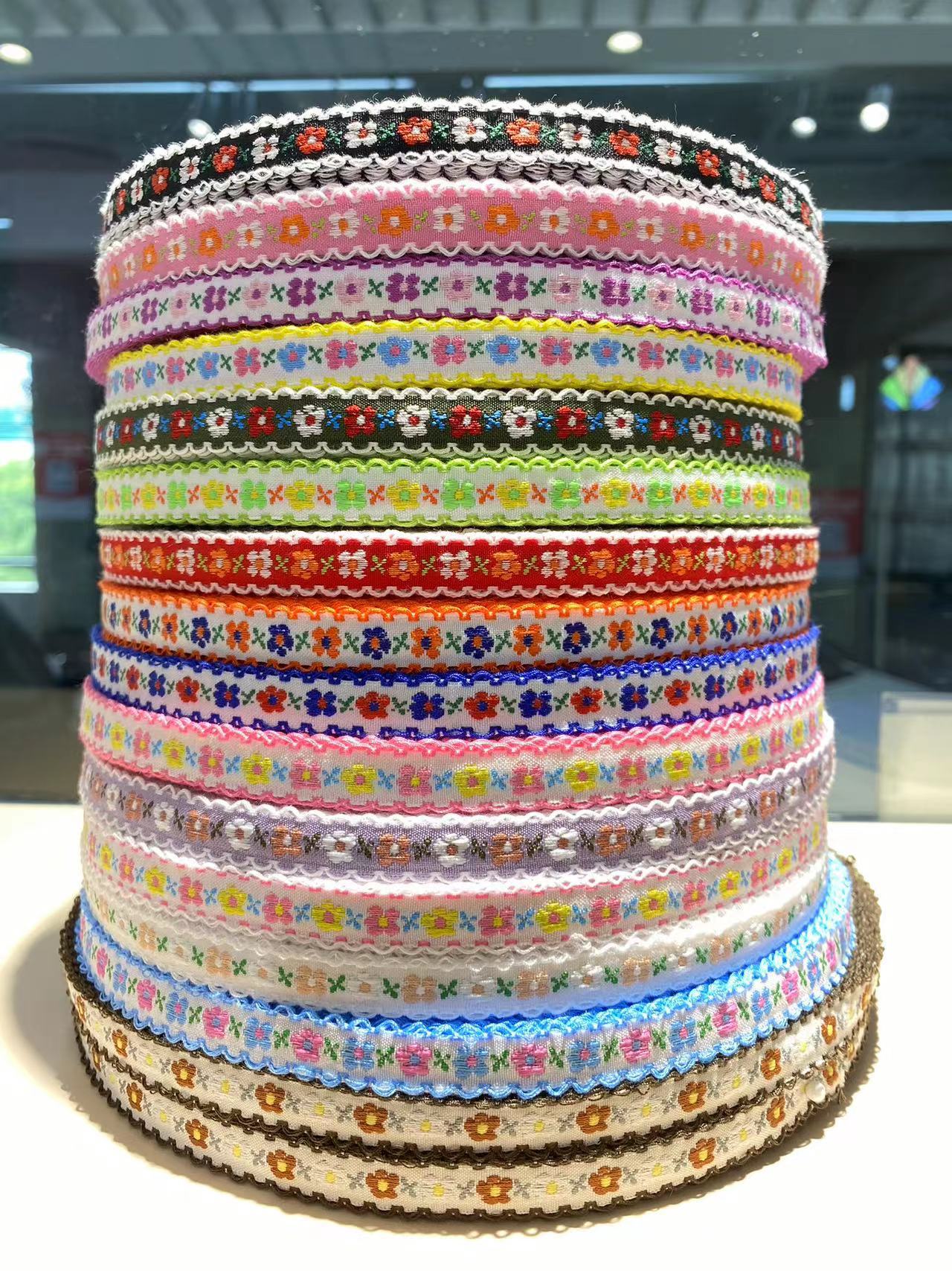 1cm木耳边民族风刺绣提花带手工DIY蝴蝶结织带发