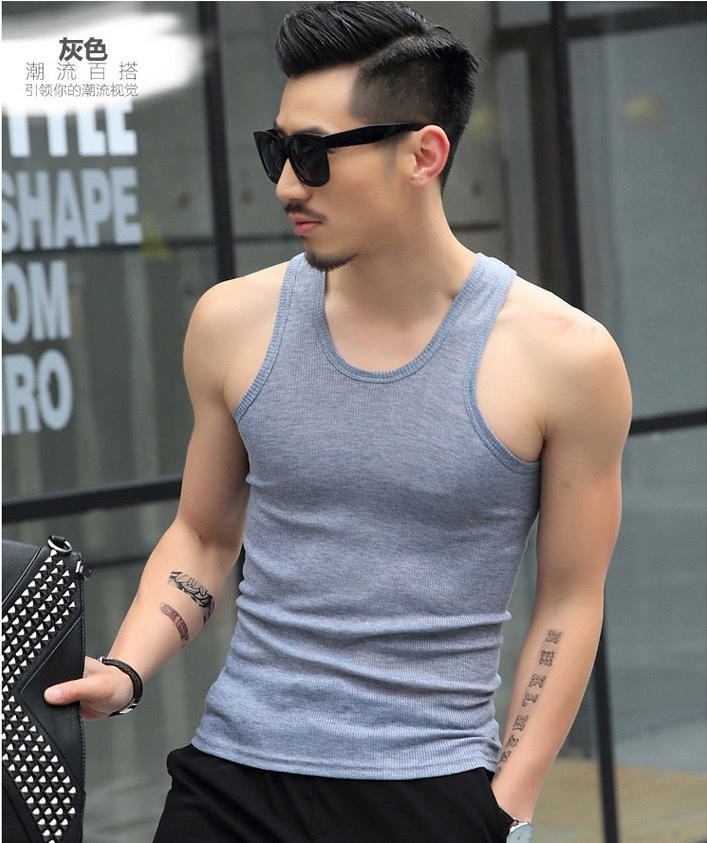 中老年男士背心厂家弹性好透气健美运动跨栏批发螺纹背心