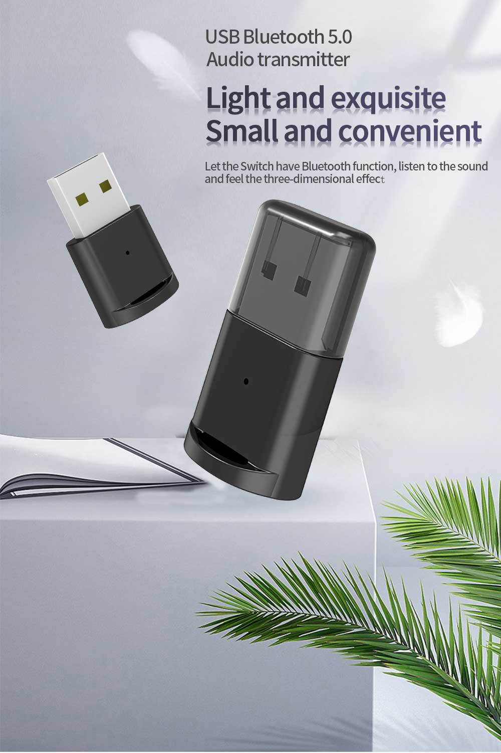 跨境USB5.0蓝牙音频发射器蓝牙发射器适用PC Switch底座USB接口