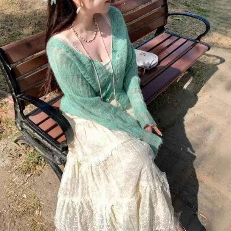 婴驼毛羊毛针织衫开衫女2025春秋气质毛衣显瘦上衣小个子_3