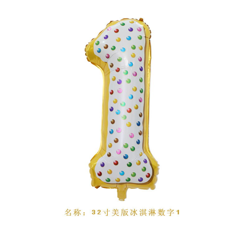商品详情图_32寸甜甜圈数字气球 美版糖果冰淇淋气球 巧克力