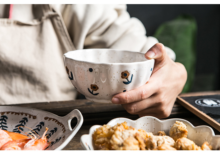 复古小花粗陶餐具