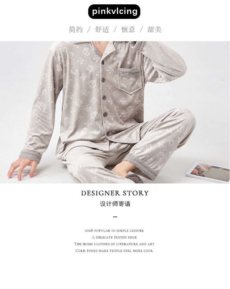 商品详情图_【新品】爸爸款冬季加厚长毛法兰绒中老年人睡衣珊瑚