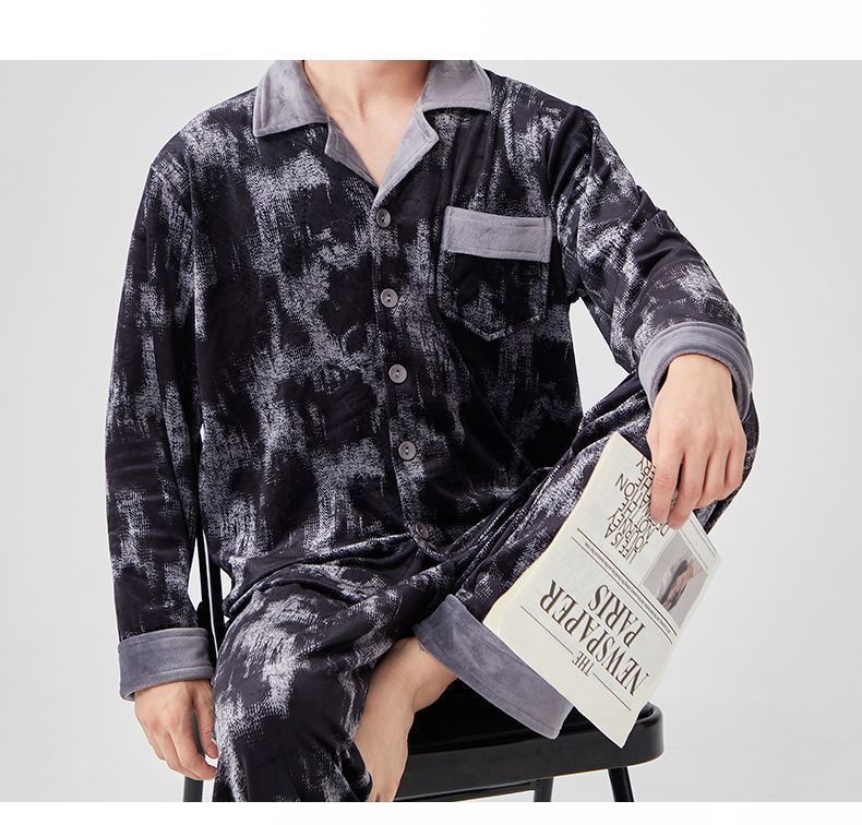 商品详情图_【新品】爸爸款冬季加厚长毛法兰绒中老年人睡衣珊瑚