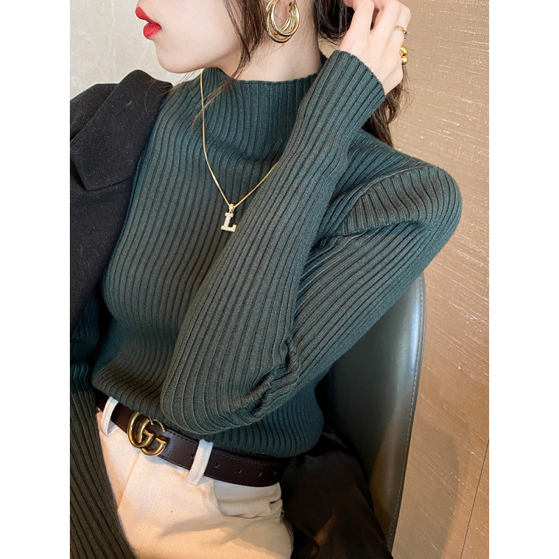 半高领毛衣打底衫女秋冬加厚2024年新款内搭白色上衣百搭洋气