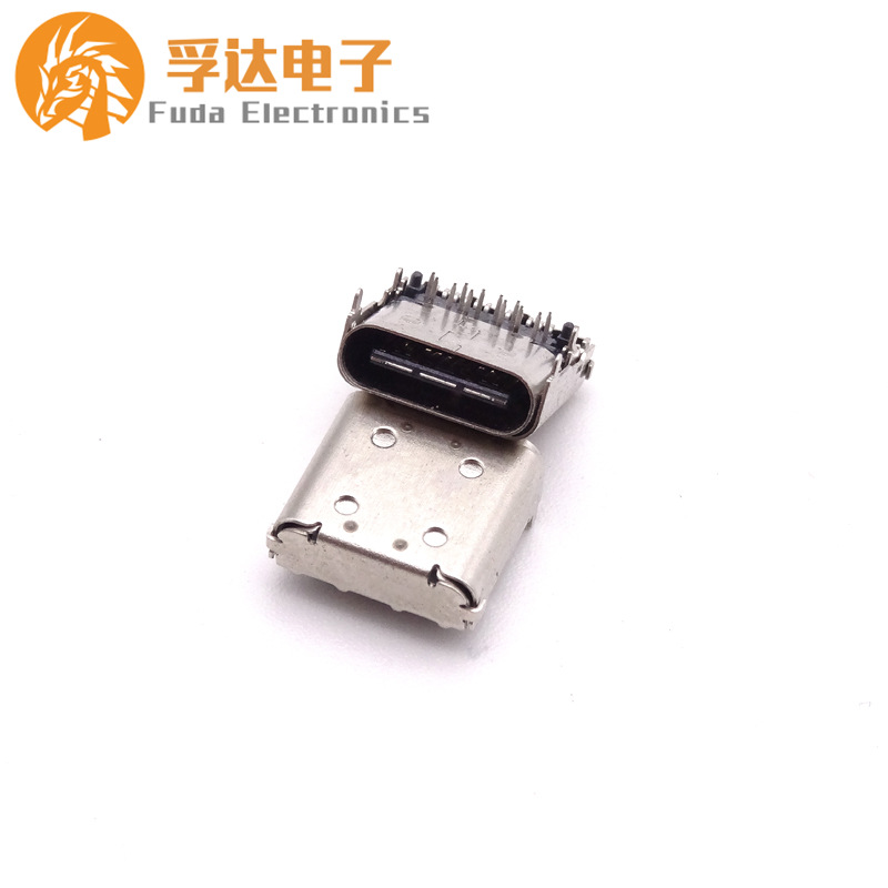 37.TYPE C24P母座板上90度四脚插板针前插后贴有柱