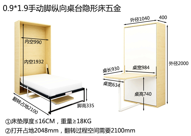 0.9-1.9纵向桌台  尺寸图