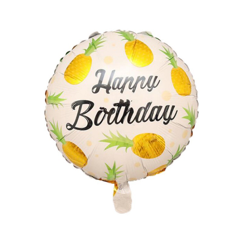 夏威夷主题派对草莓西瓜菠萝橙子造型水果气球生日铝膜气球批发_