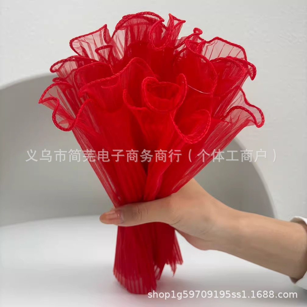 sku5_素边红色波浪纱宽28cm-长4米 【10包】