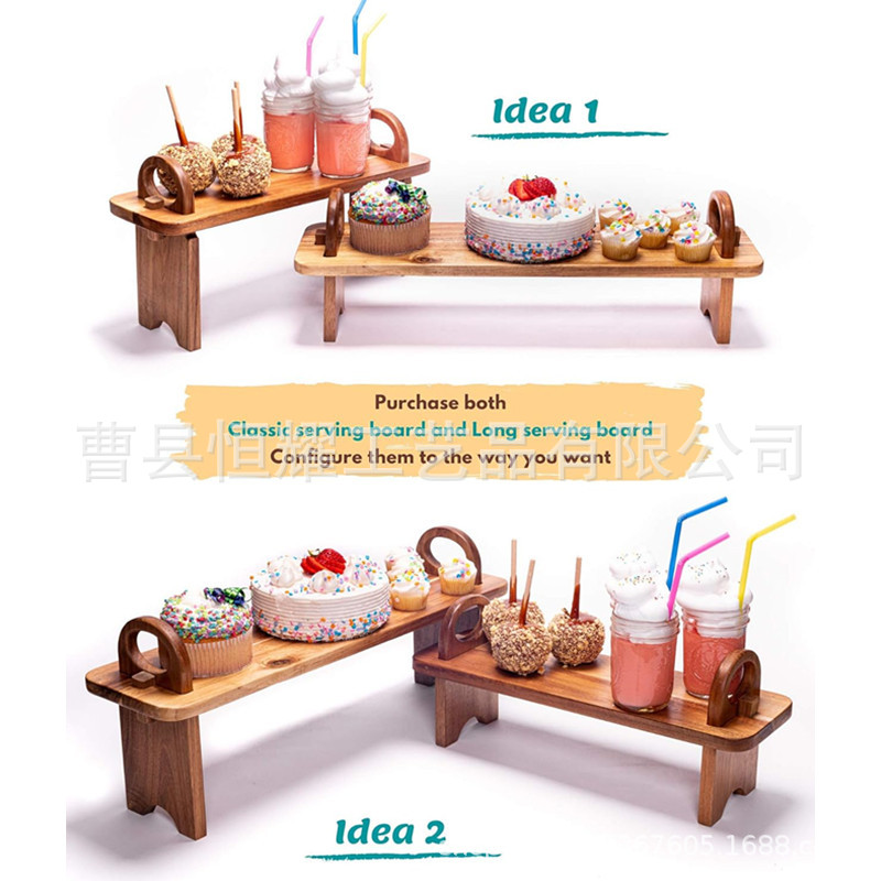 相思木甜品置物架 厨房桌面调味品收纳架 实木上菜板可拆卸水果