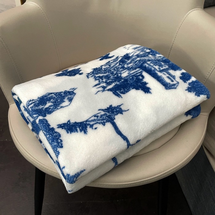 轻奢家居水墨画法兰绒毛毯旅行办公室午睡多功能休闲盖毯四季毯子