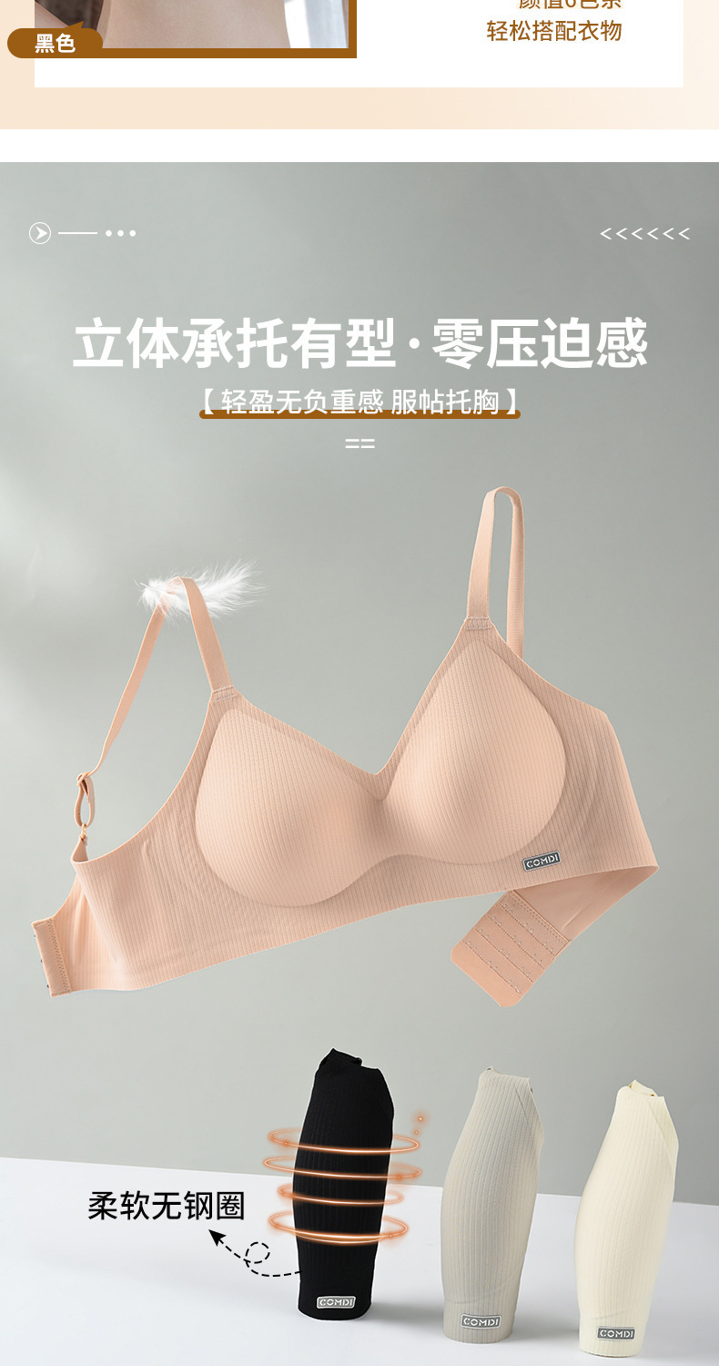 新款无磁裸感果冻胶固定杯内衣小胸聚拢软支撑性感深V无钢圈文胸