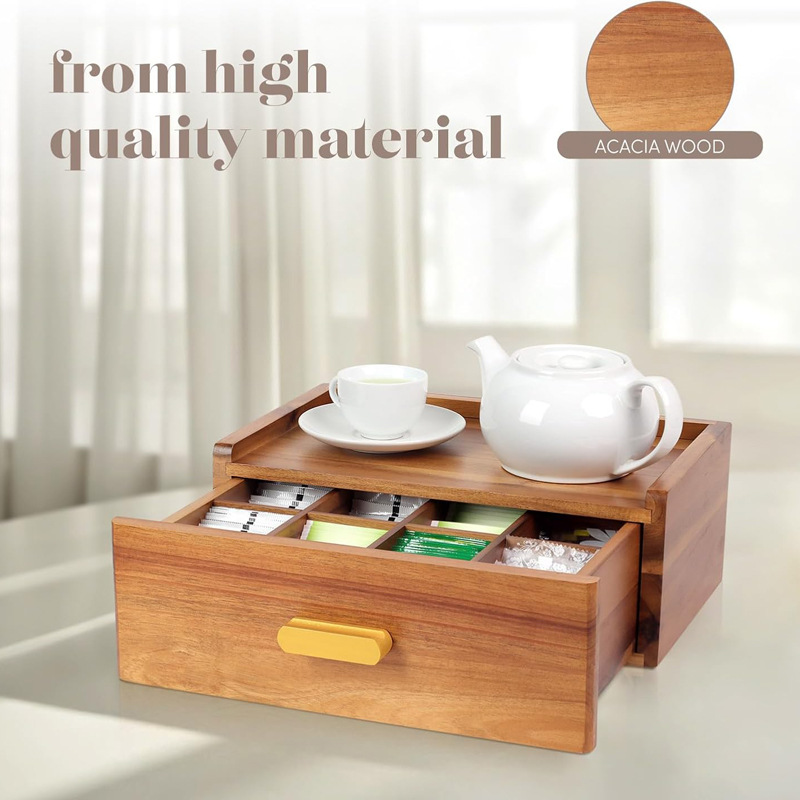 相思木茶叶收纳储物盒抽屉茶包收纳盒咖啡胶囊收纳盒储物盒 (5