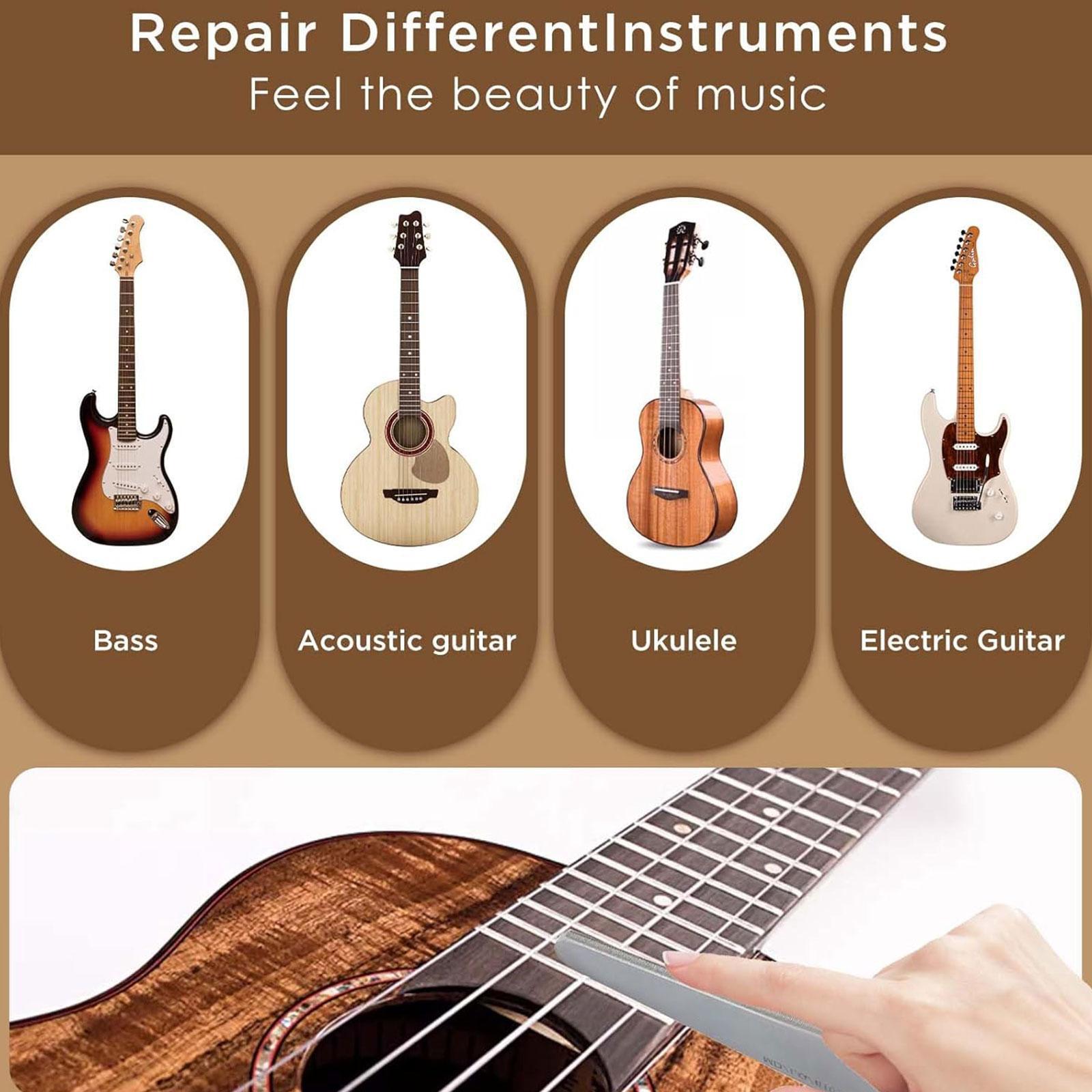 Guitars Fret File with Cleaning Brush Professional Luthier Tool Portable Luthier Repair Tool Guitar Repairing Tool for Guitar 