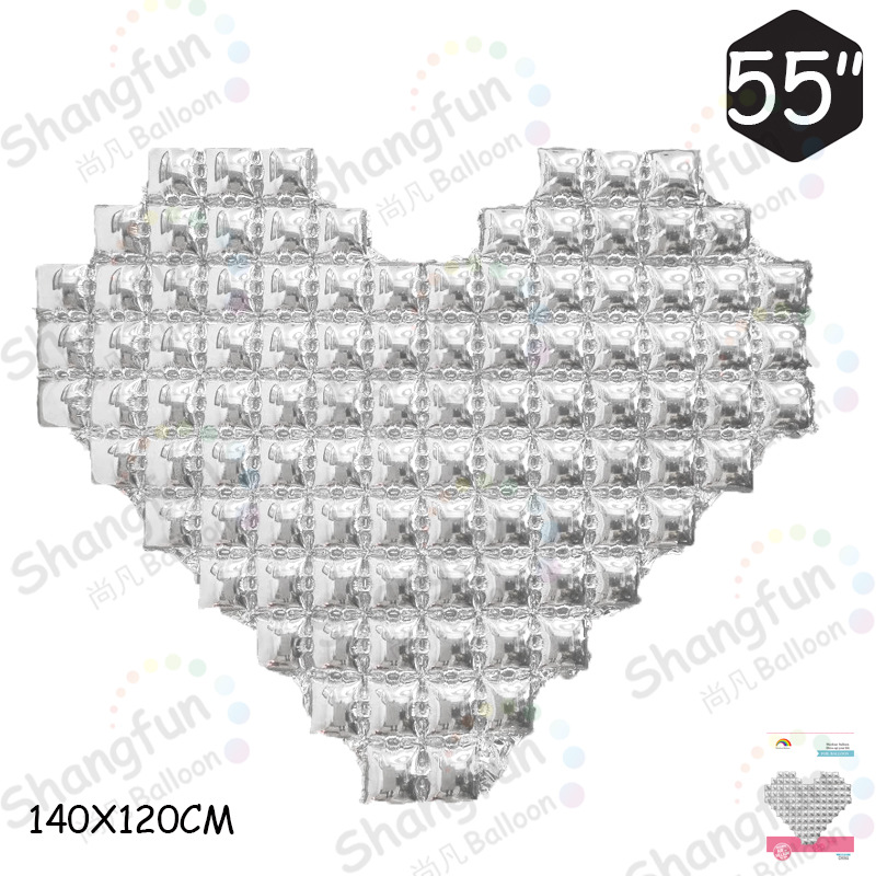 方块爱心背景墙银色1