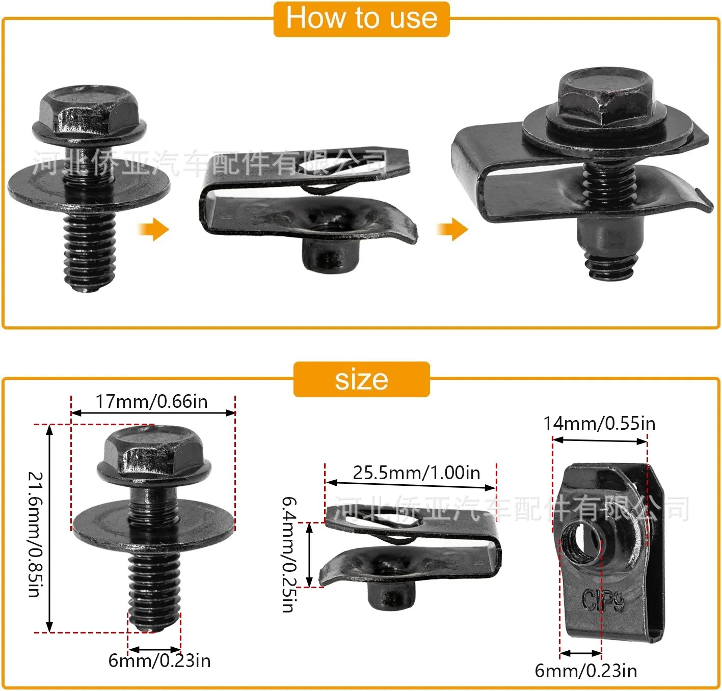 Car-Body-Bolts-U-nut-Clips-M6-