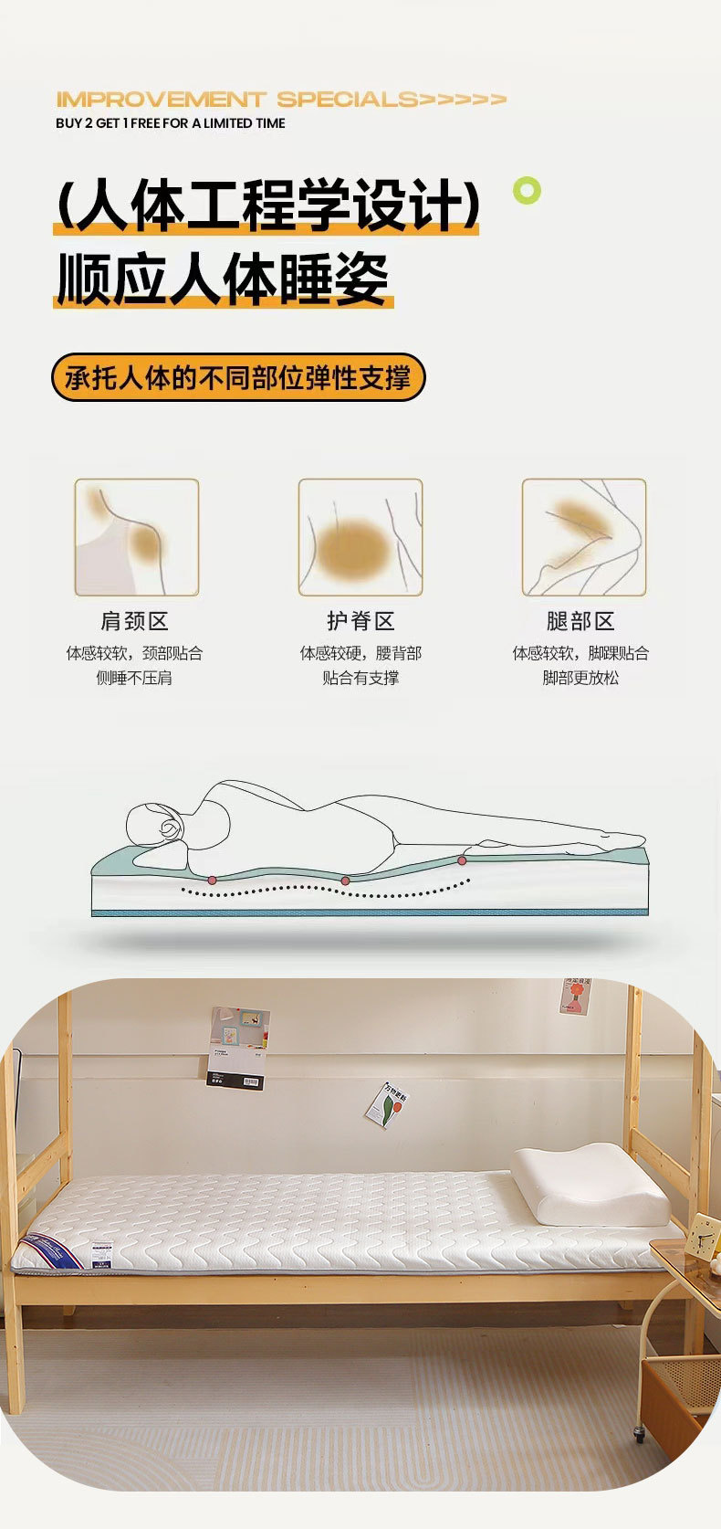 2025新款A类抗压学生针织床垫9
