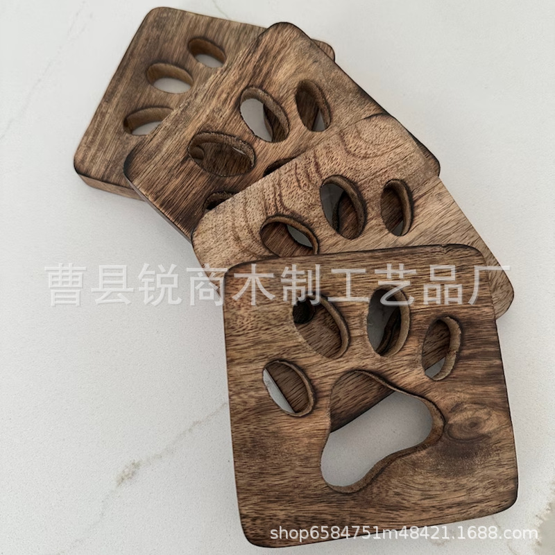 批发芒果木烧色杯垫咖啡托盘创意茶托猫抓隔热垫散热垫BSCIF