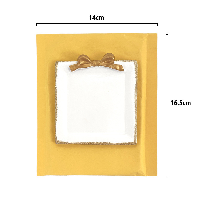 粉白蝴蝶结方圆首饰碟a05