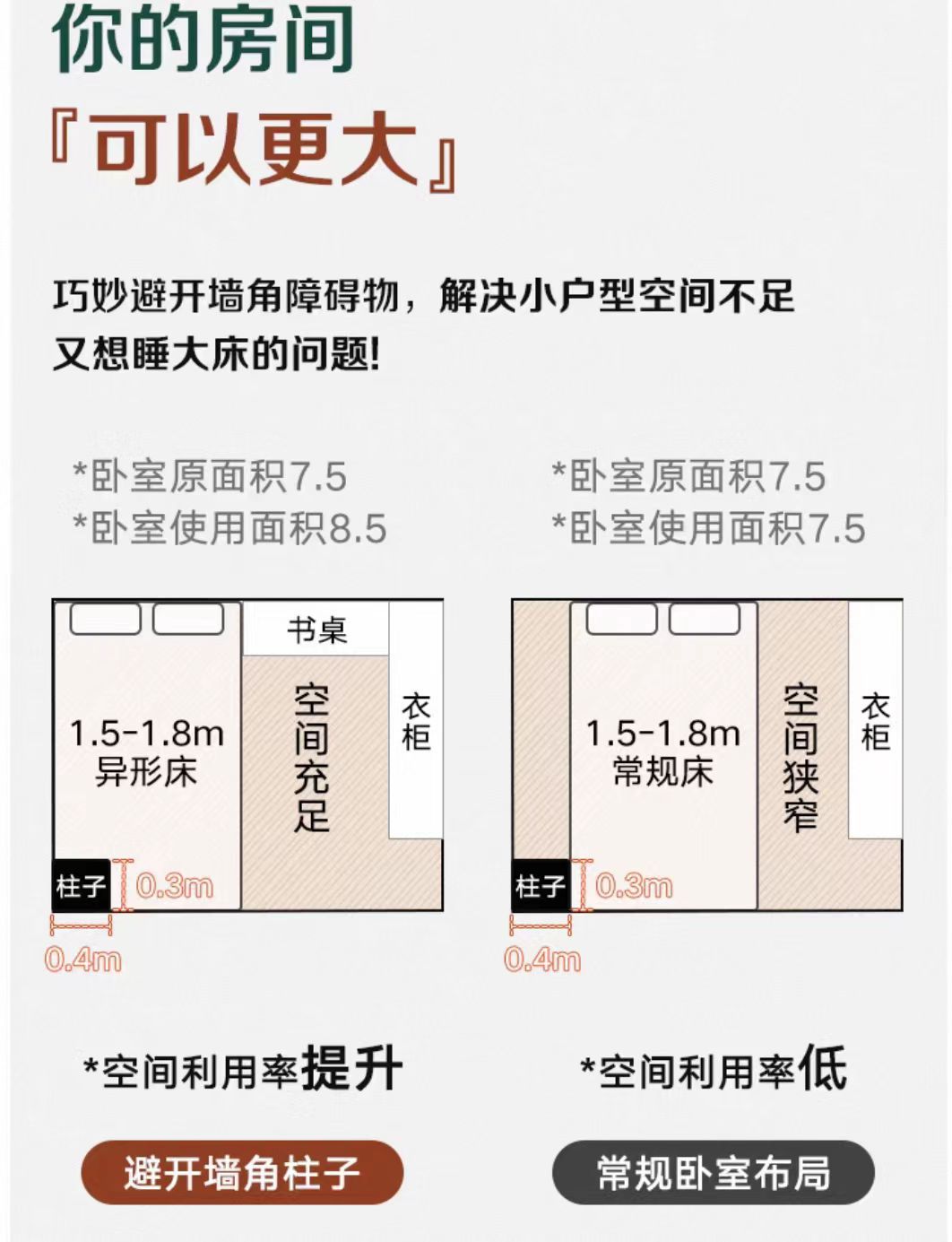 小户型实木床