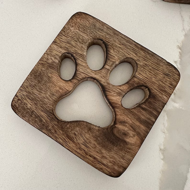 批发芒果木烧色杯垫咖啡托盘创意茶托猫抓隔热垫散热垫BSCIF