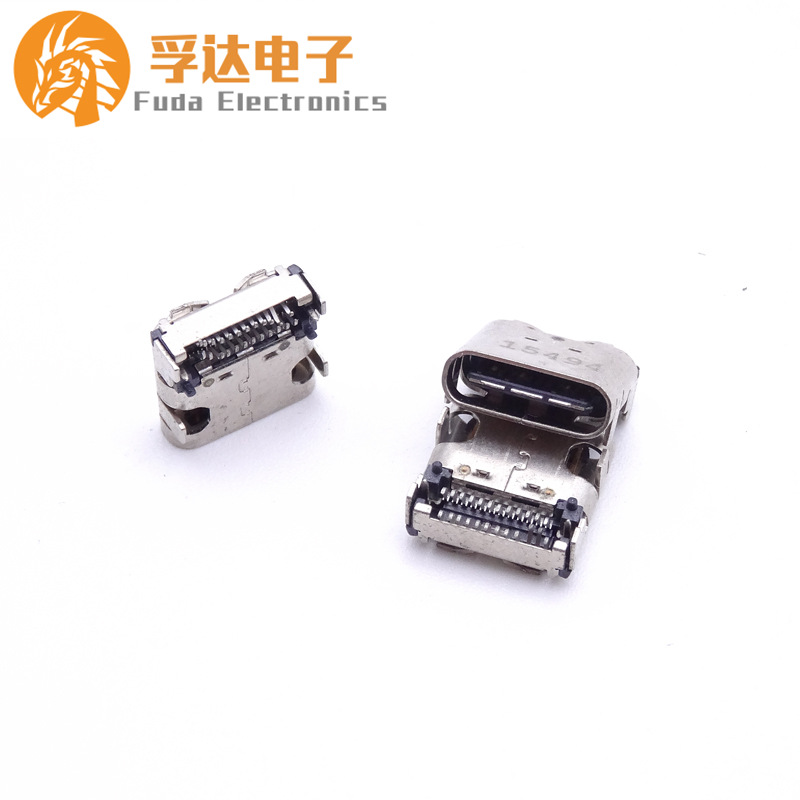 24.TYPE C24P母座双排SMT板上四脚插板有柱