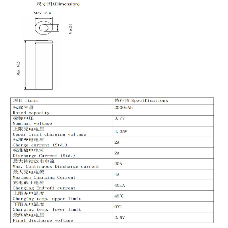 2000MAH 10C规格书图
