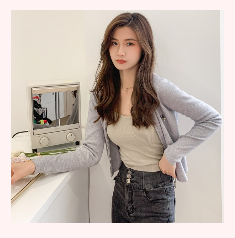 小个子卫衣拉链连帽毛衣新款上衣外套