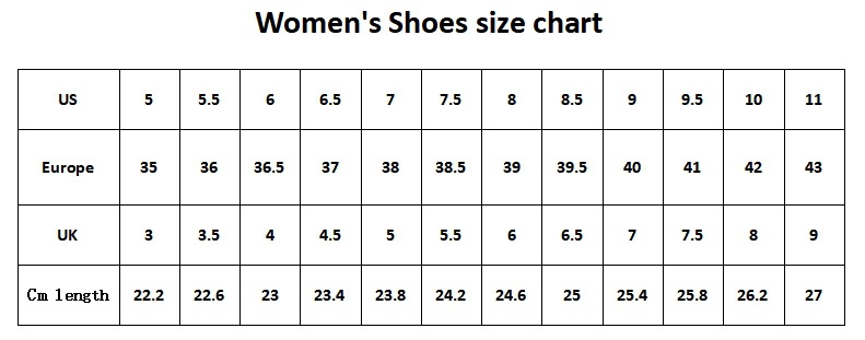 女士单鞋尺寸表