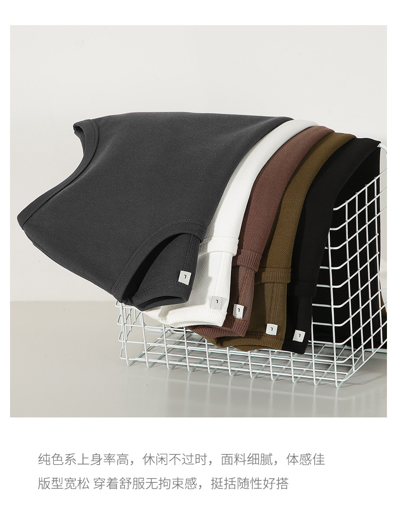 登爵男装220克珠地重磅无袖坎肩背心宽松日系复古潮牌背心男 