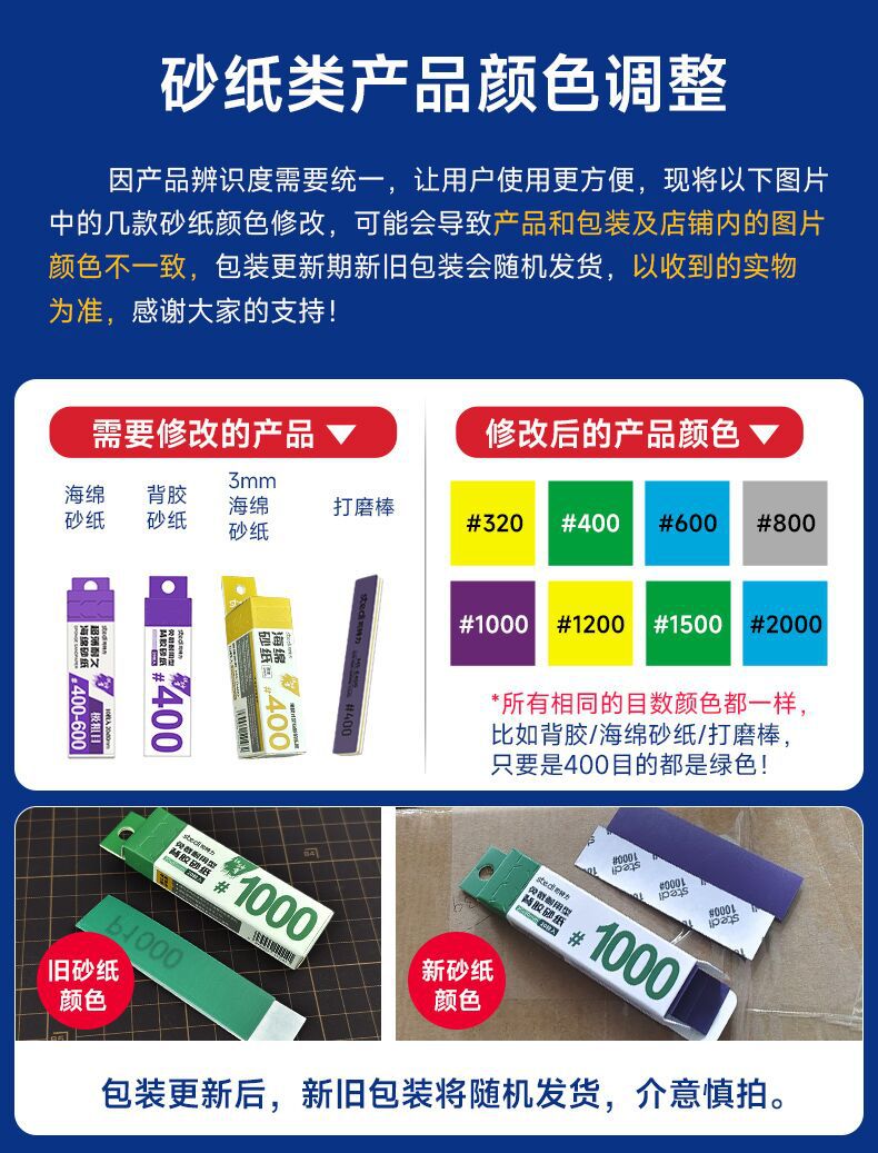 司特力砂纸颜色更改