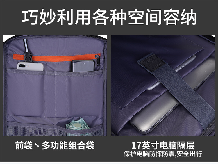 皮膜双肩包多层大容量可扩容双肩电脑包干湿分离层双肩包 (5)