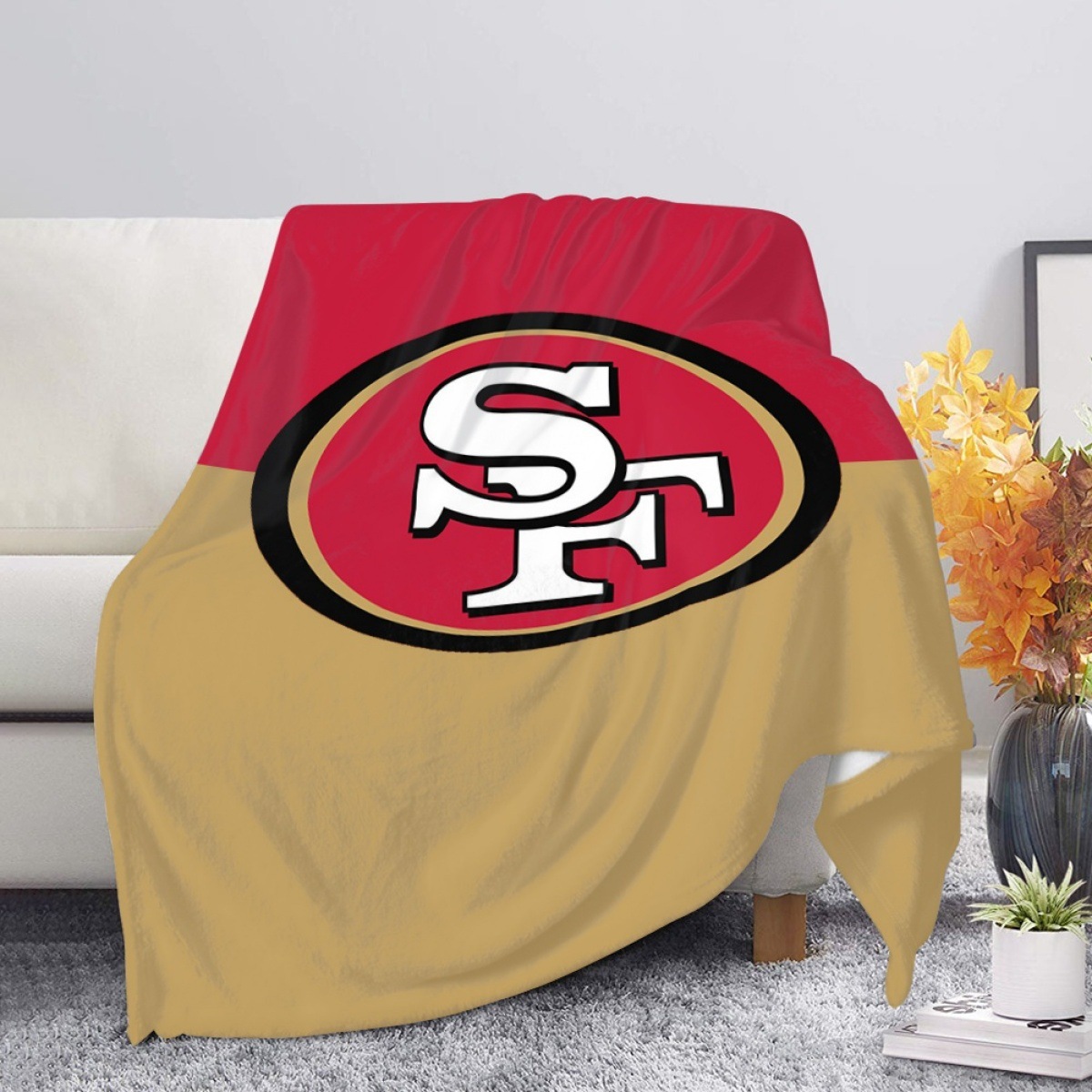 外贸欧美毛毯法兰绒毯子法莱绒毯NFL橄榄球来图印花批发代发