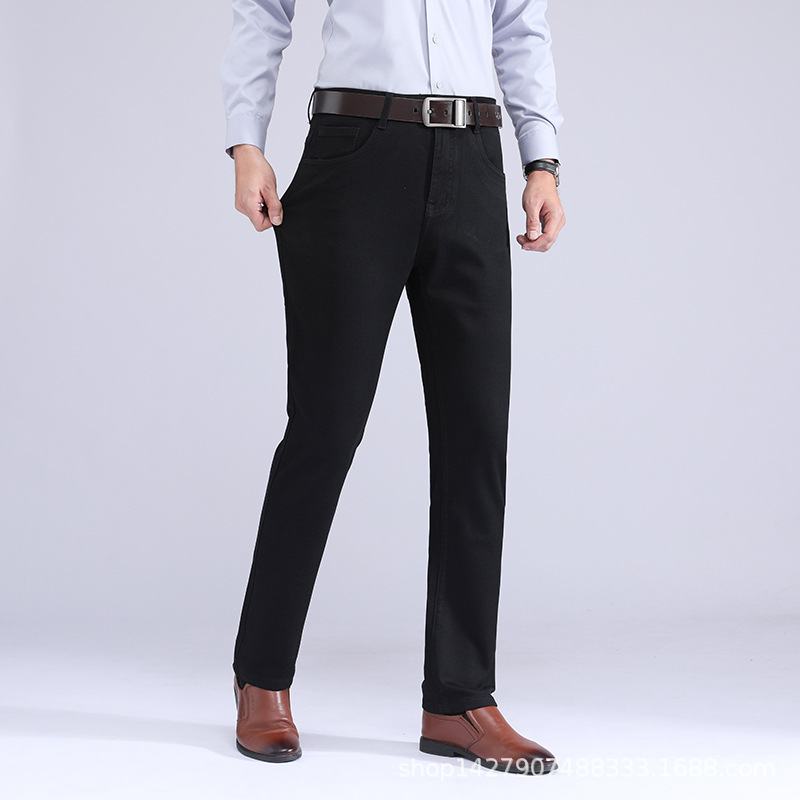 牛仔裤男加长版纯黑色
