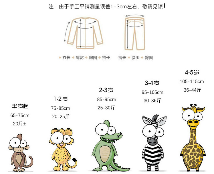 网红上衣裤子通用尺码图