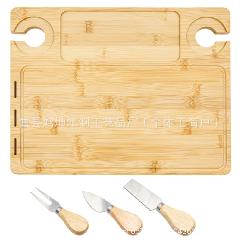 竹制野餐桌户外露营便携式竹木折叠餐桌方形红酒杯桌沙滩烧烤桌