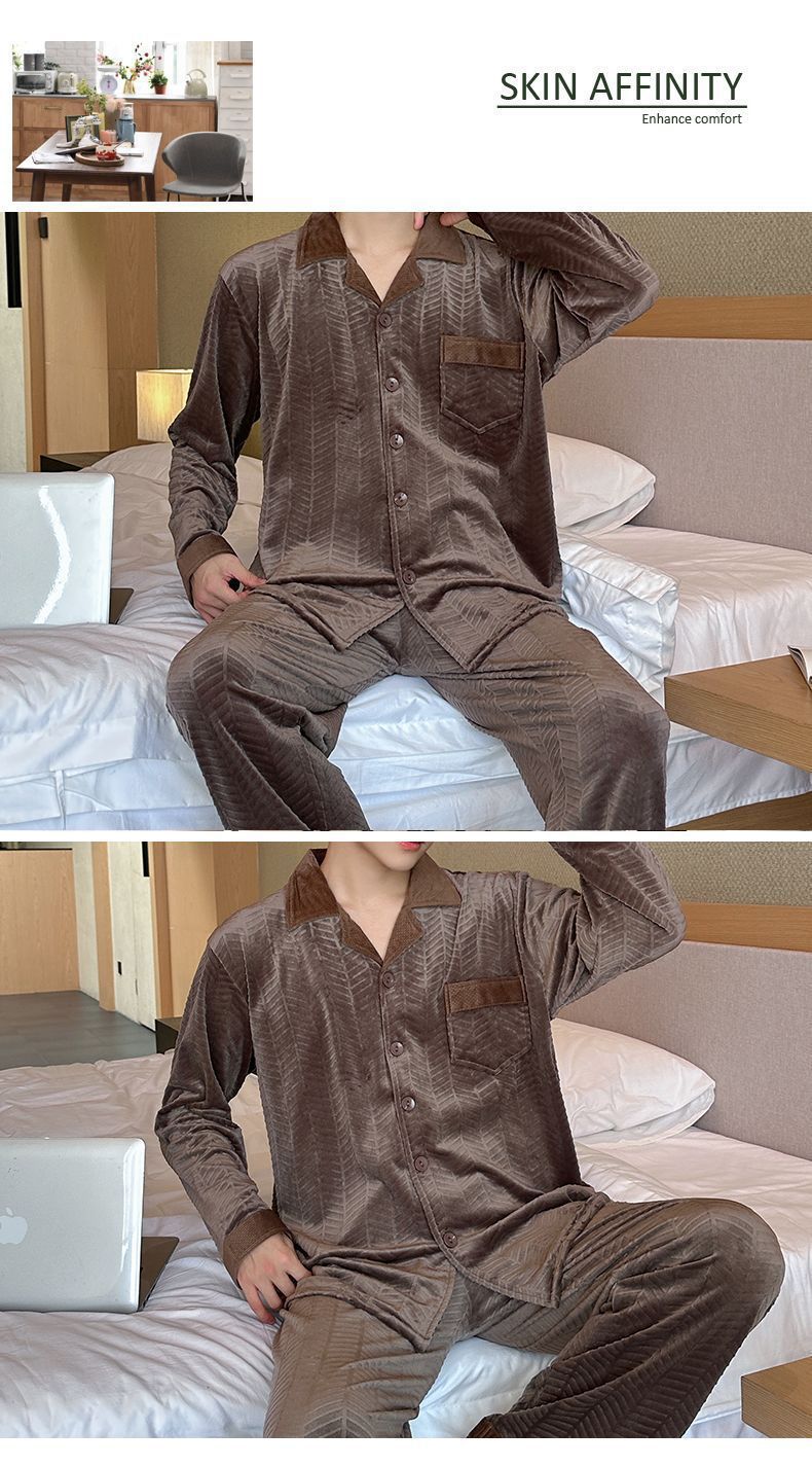 商品详情图_【新品】爸爸款冬季加厚长毛法兰绒中老年人睡衣珊瑚