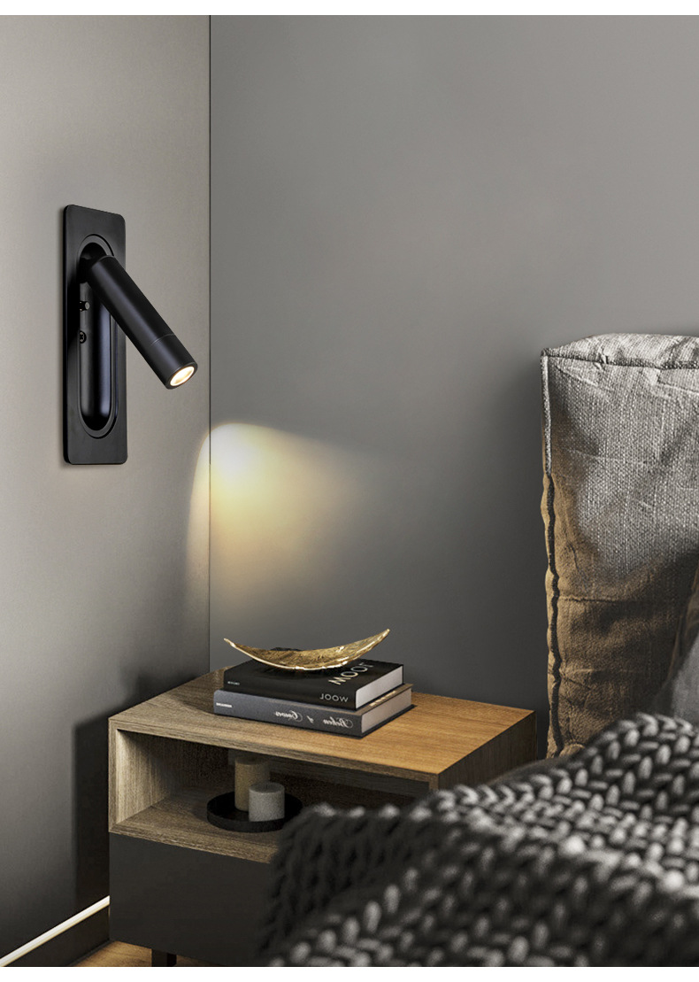 质享家酒店公寓LED氛围阅读灯壁 简约格调室内嵌入式床头壁灯可调