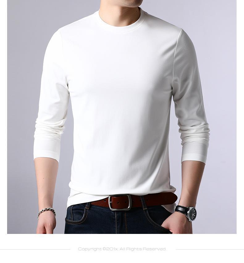恒源祥亲肤莫代尔长袖T恤男士圆领秋衣男装秋冬新款桑蚕丝打底衫