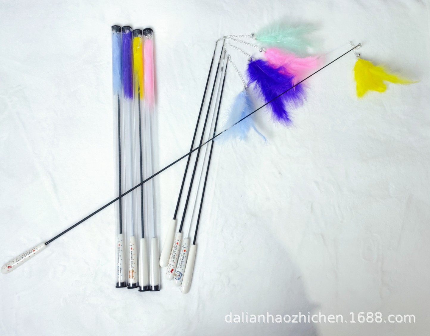 1号，2号：陶瓷手柄，伸缩款逗猫棒。