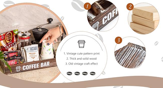 Wooden Coffee Box Coffee Station Organizer Coffee Bar Organizer for Countertop