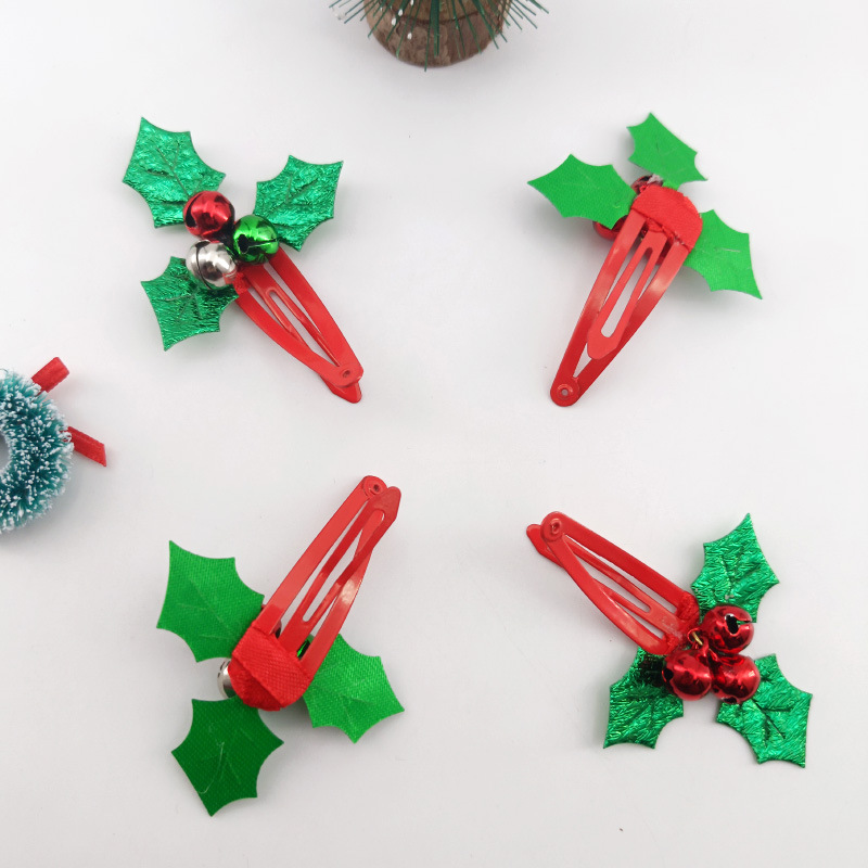 HLMP020030-5cm铃铛三叶草圣诞BB夹-主图三