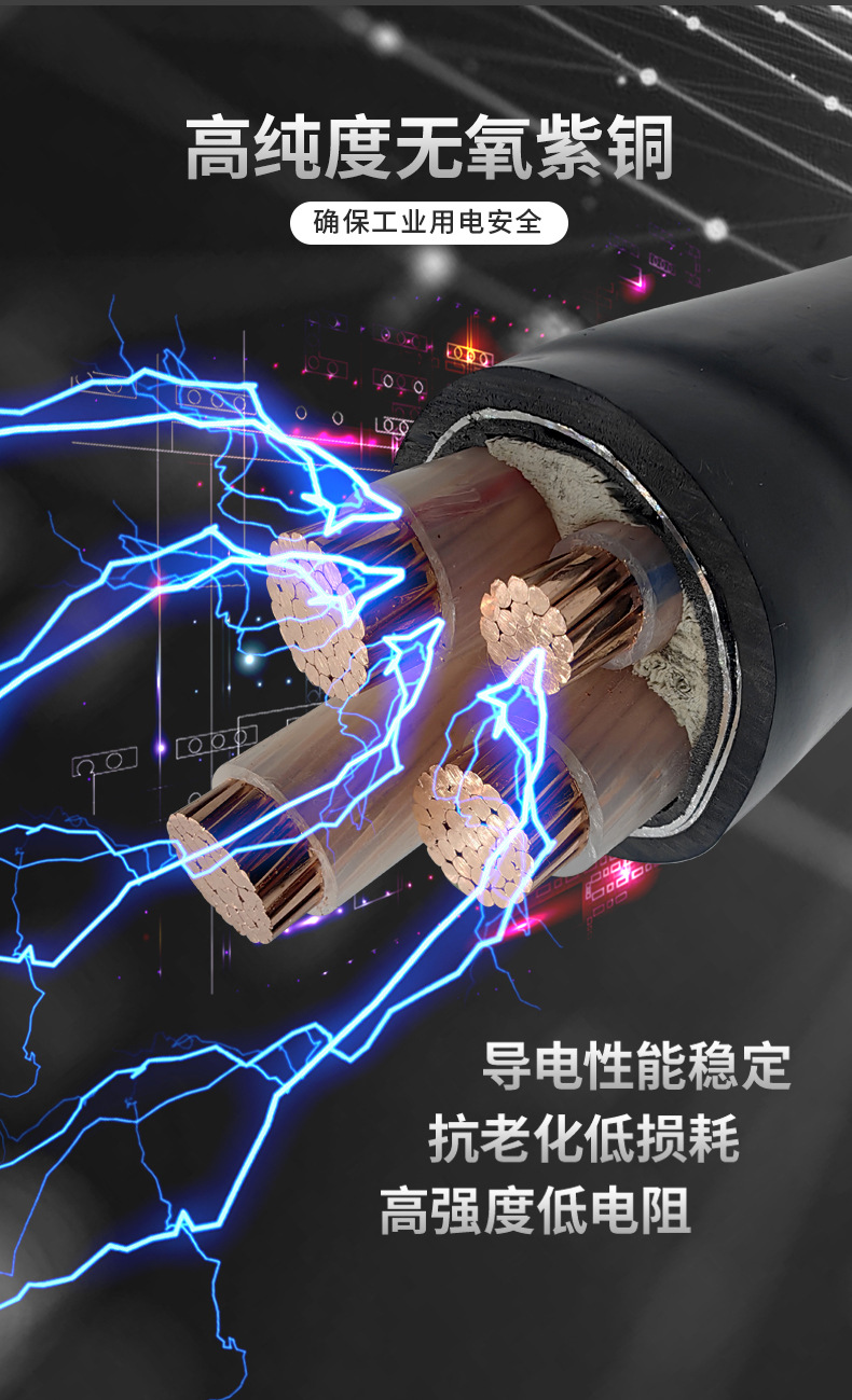 YJV22：聚氯乙烯护套辐照交联聚乙烯绝缘铠装铜芯低压电缆线
