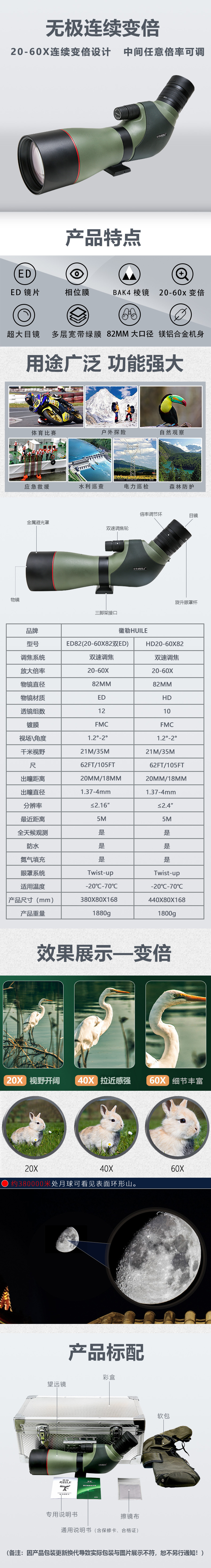 ED82(20-60X82双ED）   HD20-60X82