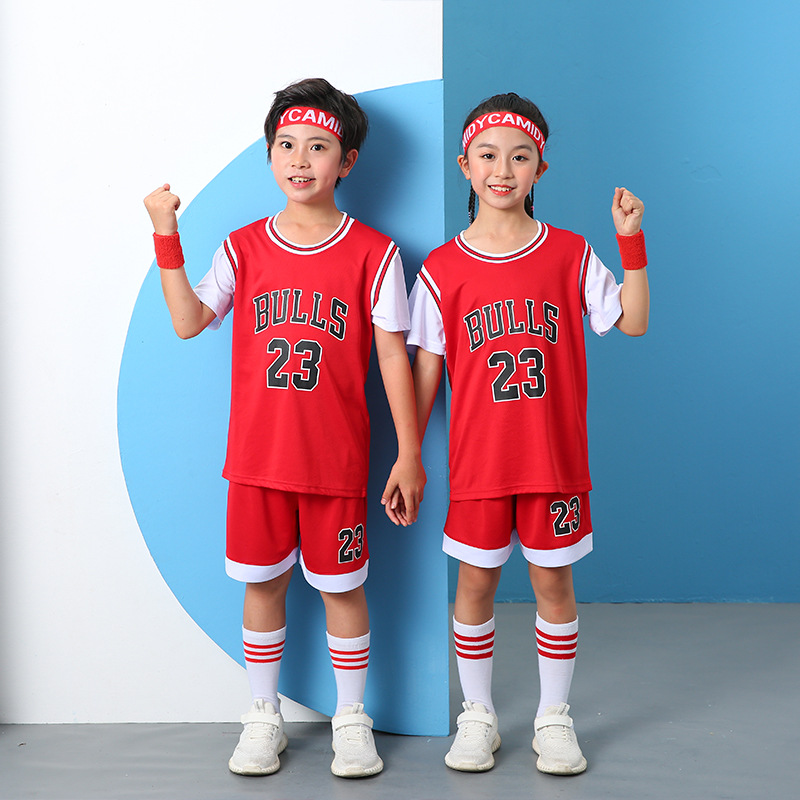 05公牛 儿童装男童夏装运动套装宝宝篮球服2022新款速干篮