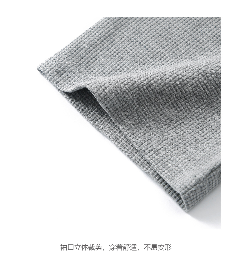 登爵男装 春夏新款220g克华夫格圆领T恤 纯色宽松简约倒三